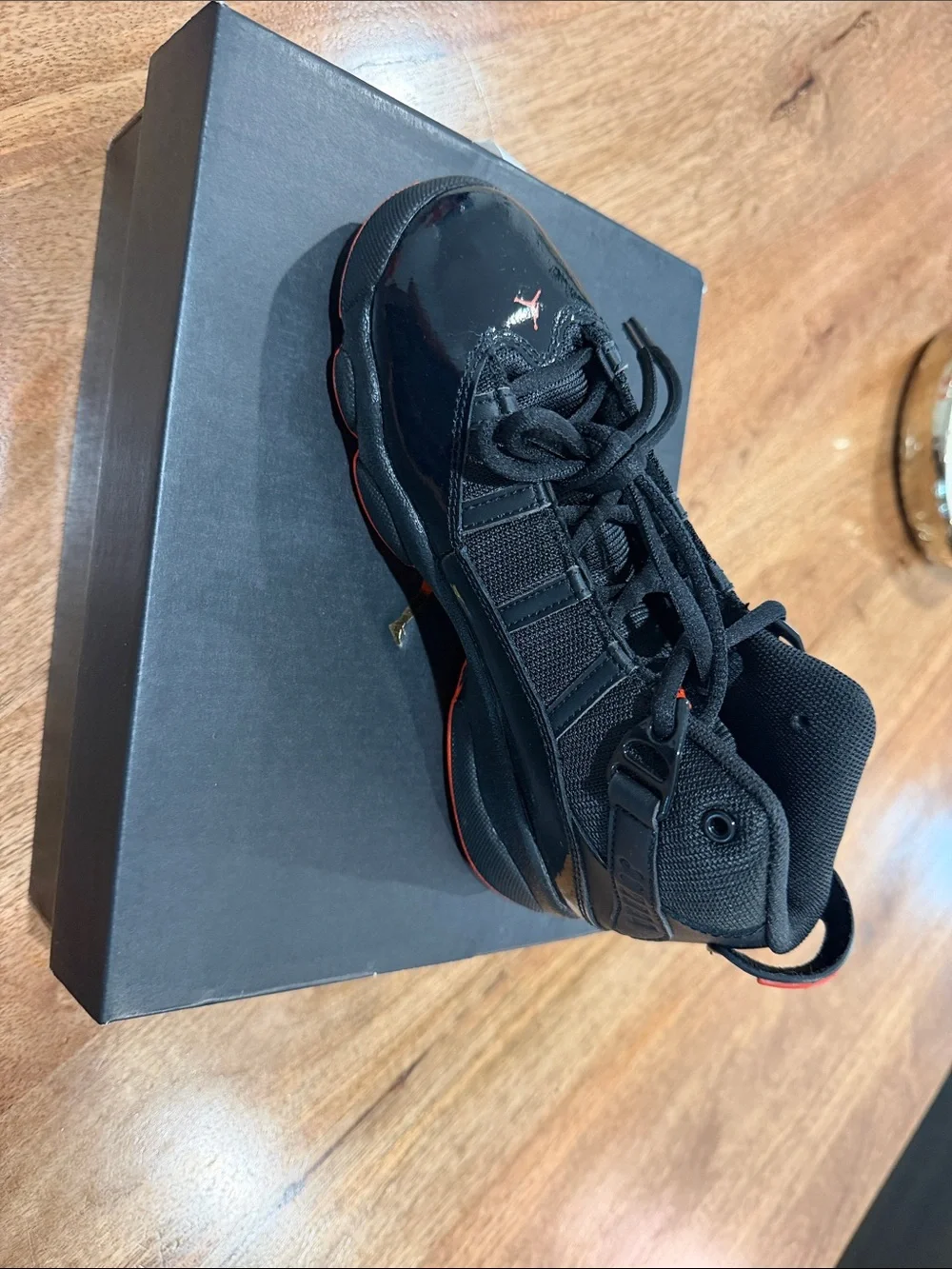 Jordan Kids Black and Red High-Top Sneakers